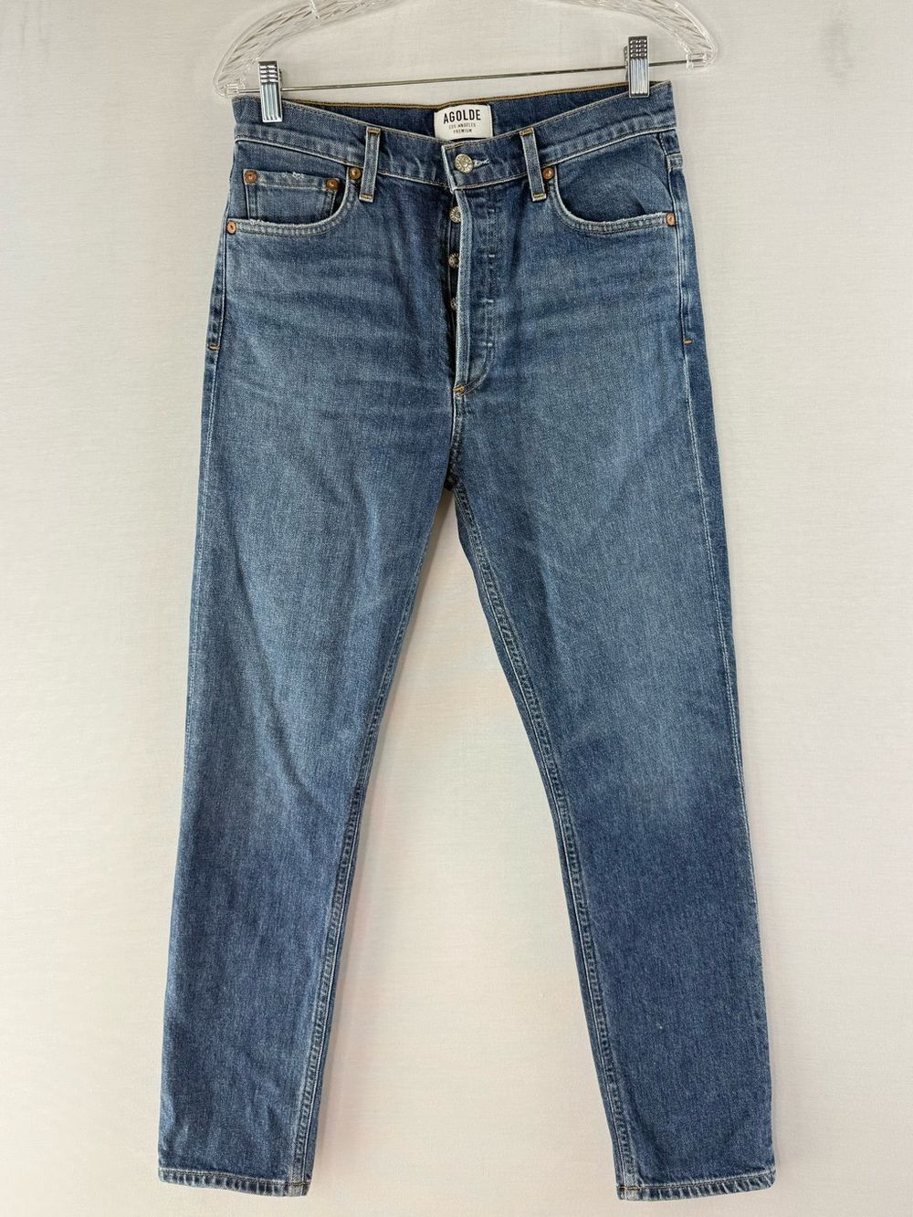 AGOLDE Premium Nico Blue Medium Wash High-Rise Slim Fit Jeans